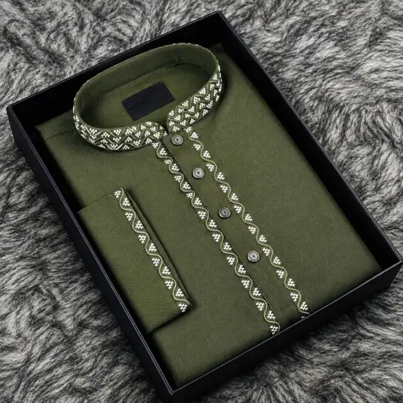 Premium Dark Green Microfiber Panjabi