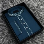 Premium Navy Blue Microfiber Panjabi